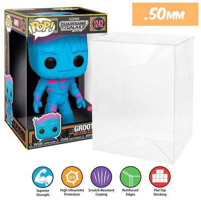 10 inch new size groot blacklight best funko pop protectors thick strong uv scratch flat top stack vinyl display geek plastic shield vaulted eco armor fits collect protect display case kollector protector
