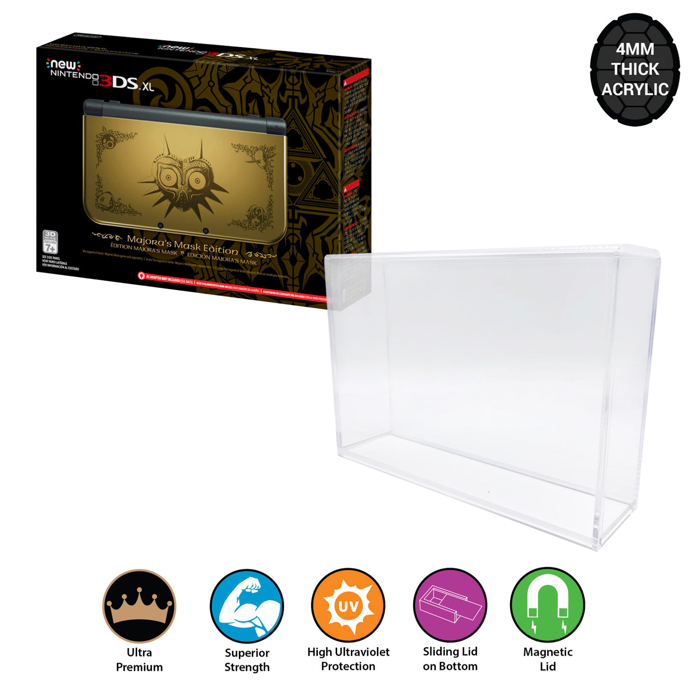 Acrylic Case for NINTENDO 3DS XL Majora's Mask 3D Video Game Console Box 4mm thick, UV & Slide Bottom on The Pop Protector Guide by Display Geek