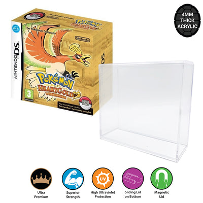 Acrylic Case for NINTENDO DS SOULSILVER HEARTGOLD Video Game Box 4mm thick, UV & Slide Bottom on The Pop Protector Guide by Display Geek