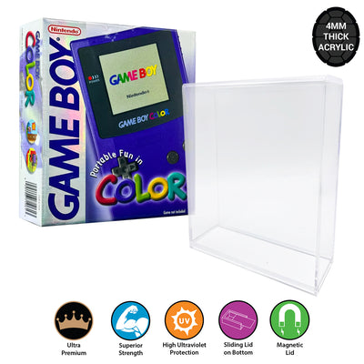 Acrylic Case for GAME BOY COLOR Video Game Console Box 4mm thick, UV & Slide Bottom on The Pop Protector Guide by Display Geek