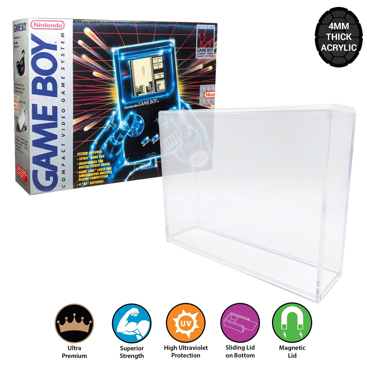 Console Box Cap Acrylic Hard Case for GAME BOY Video Game Console Box (4mm thick, UV ...