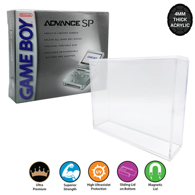 Acrylic Case for GAME BOY ADVANCE SP Video Game Console Box 4mm thick, UV & Slide Bottom on The Pop Protector Guide by Display Geek