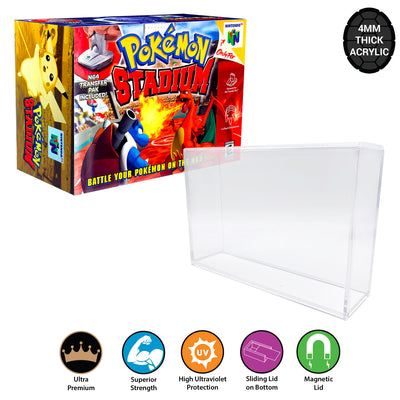 Acrylic Hard Case for POKEMON STADIUM N64 Big Video Game Box 4mm thick, UV & Slide Bottom on The Pop Protector Guide by Display Geek