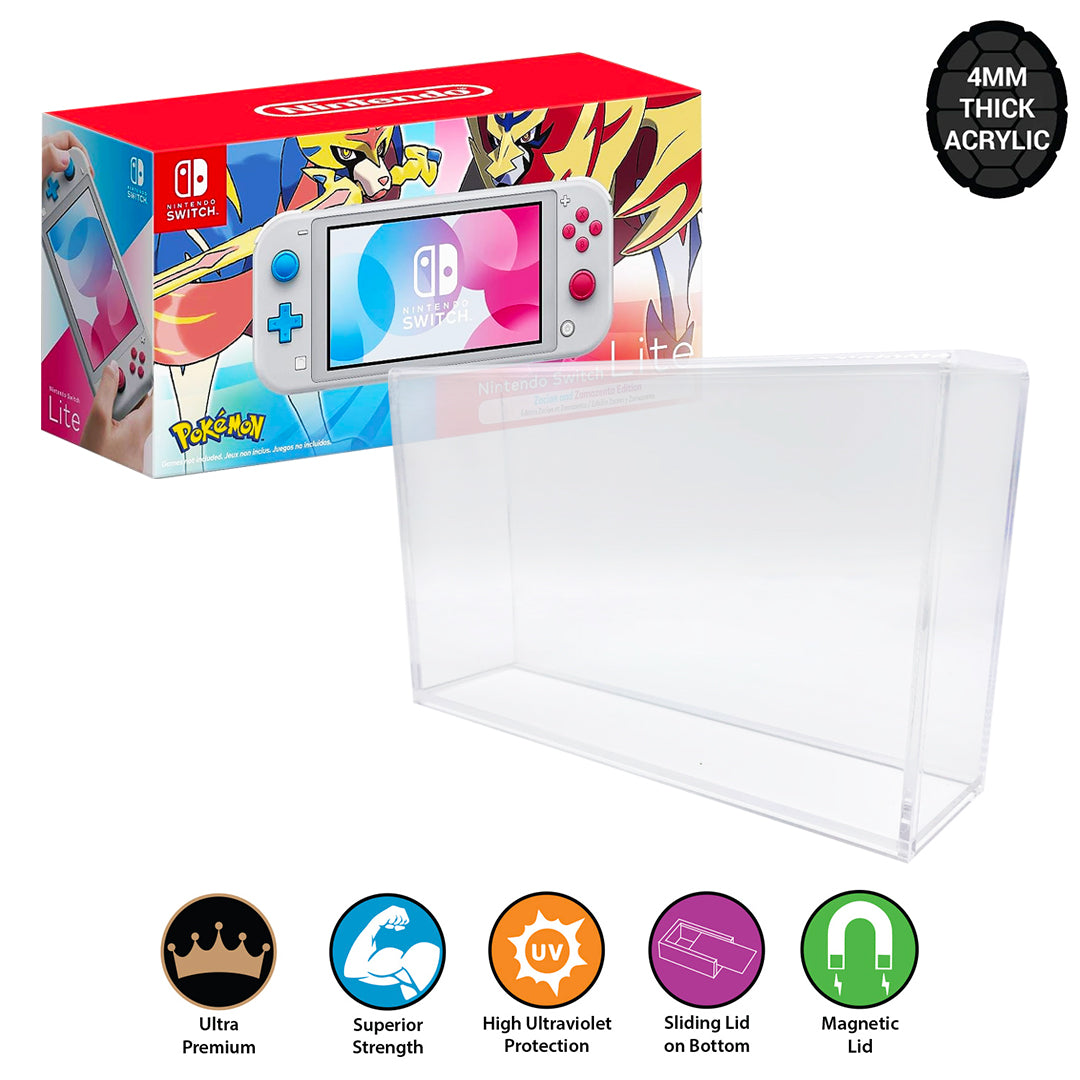 Acrylic Case for NINTENDO SWITCH LITE Video Game Console Box 4mm thick, UV & Slide Bottom on The Pop Protector Guide by Display Geek