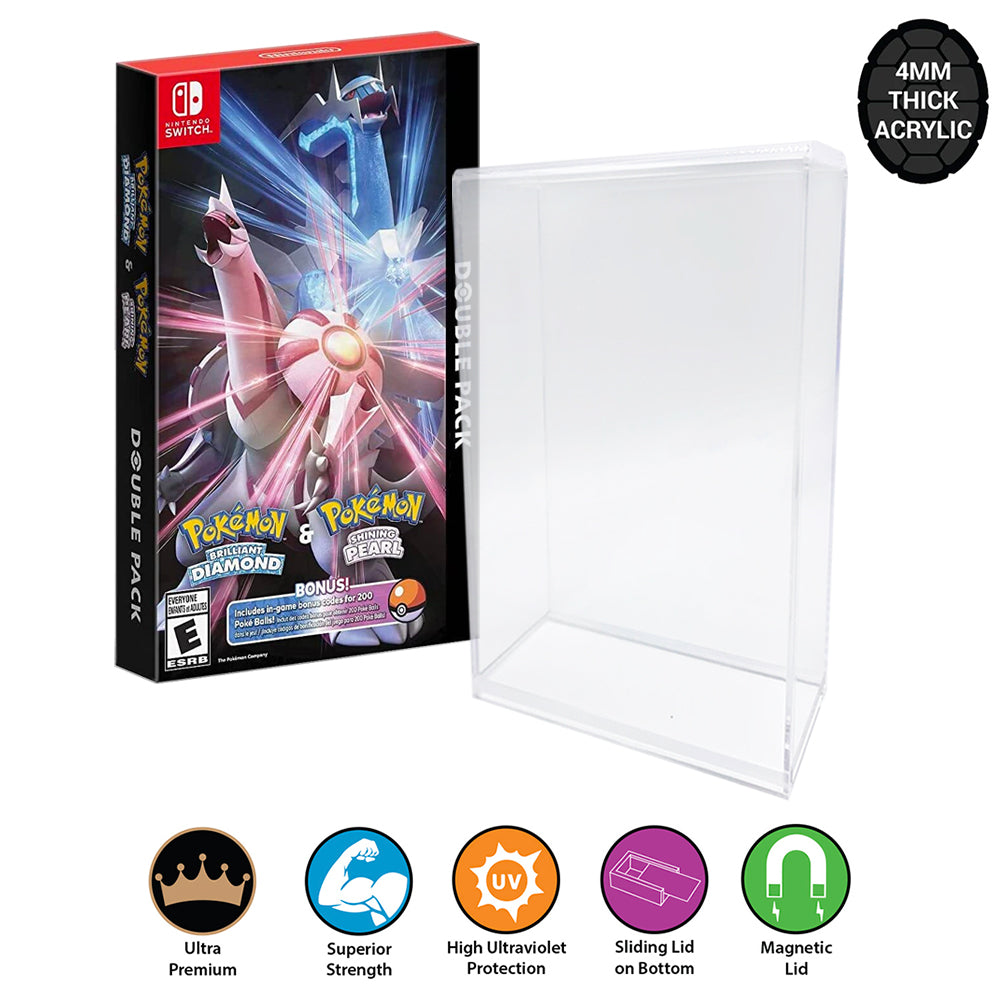 Acrylic Case for NINTENDO SWITCH POKEMON DOUBLE PACK Video Game Box 4mm thick, UV & Slide Bottom on The Pop Protector Guide by Display Geek