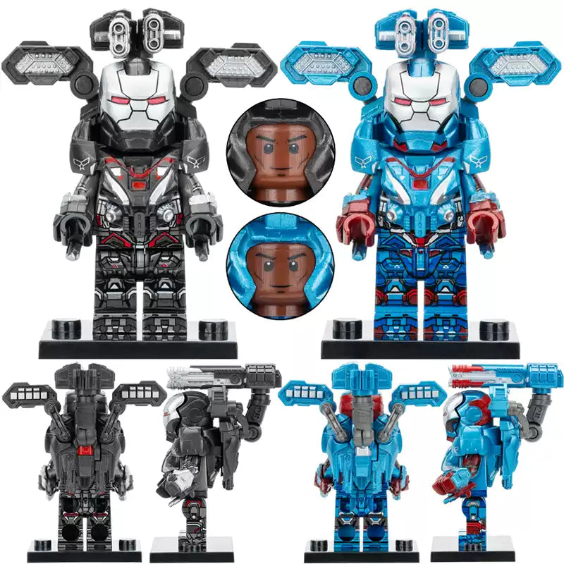 Set of 2 - Iron Patriot & War Machine (Marvel Avengers) - Custom Building Blocks Mini Figures Compatible with LEGO