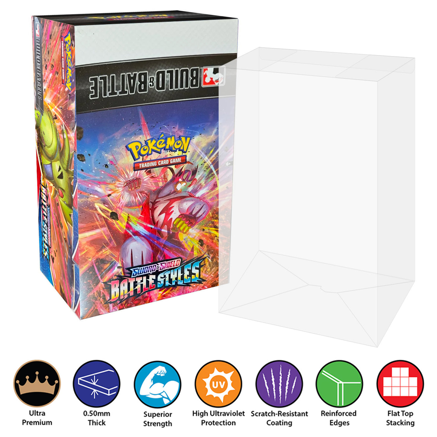 POKEMON TCG Build & Battle Full Case Box Protectors (50mm thick, UV & Scratch Resistant) 10.5h X 6w X 4.25d on The Protector Guide App by Display Geek