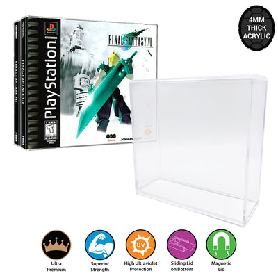 Acrylic Case for DOUBLE DISC CD, PS1 Video Game Box 4mm thick, UV & Slide Bottom on The Pop Protector Guide by Display Geek