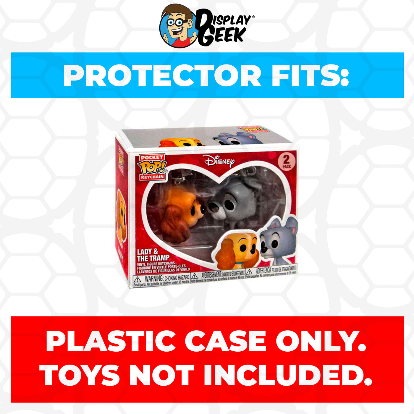 Pop Protector for 2 Pack Lady and the Tramp Funko Pocket Pop Keychains on The Protector Guide App by Display Geek