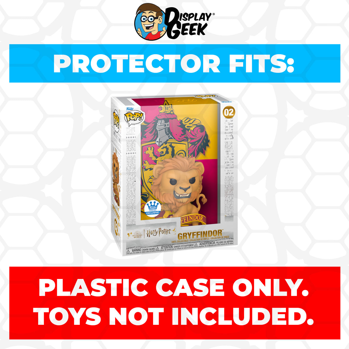 Pop Protector for Gryffindor #02 Funko Pop Covers on The Protector Guide App by Display Geek - 0.60mm Thick UV Resistant Funko Pop Shield Protectors - The Best Quality Ultra Premium, Superior Strength, High Ultraviolet Protection, Scratch Resistant Coating, Reinforced Edges, Flat Top Stacking