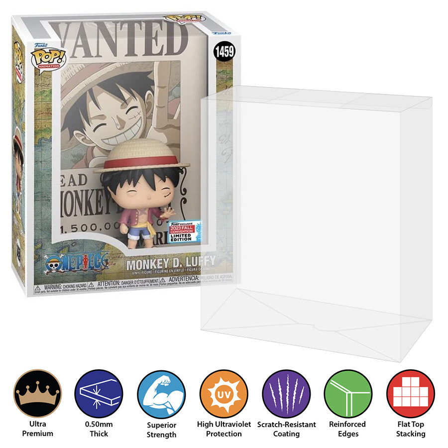 1459 one piece monkey d luffy nycc pop covers best funko pop protectors thick strong uv scratch flat top stack vinyl display geek plastic shield vaulted eco armor fits collect protect display case kollector protector