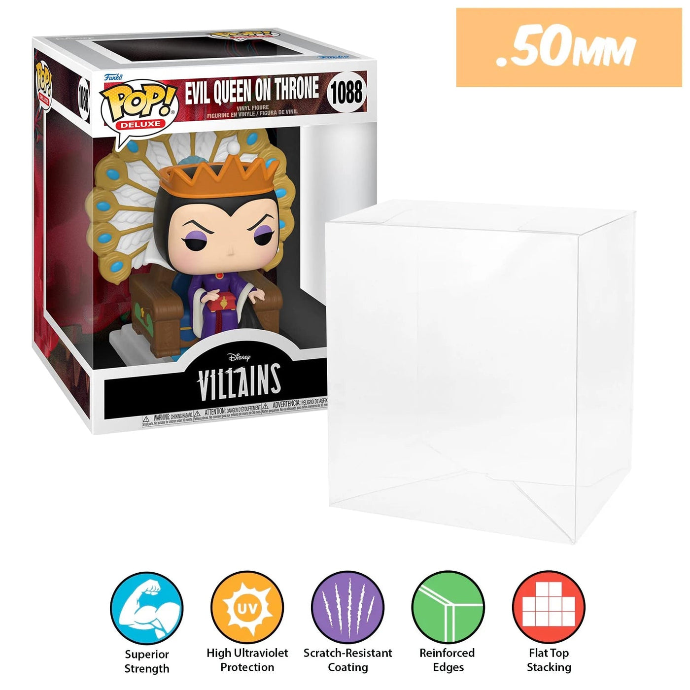 disney evil queen on throne pop deluxe best funko pop protectors thick strong uv scratch flat top stack vinyl display geek plastic shield vaulted eco armor fits collect protect display case kollector protector