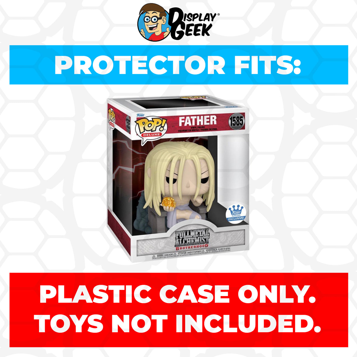 Plastic Pop Protector for Fullmetal Alchemist - Father Chase Glow in the Dark #1585 Funko Pop Deluxe on The Protector Guide App by Display Geek