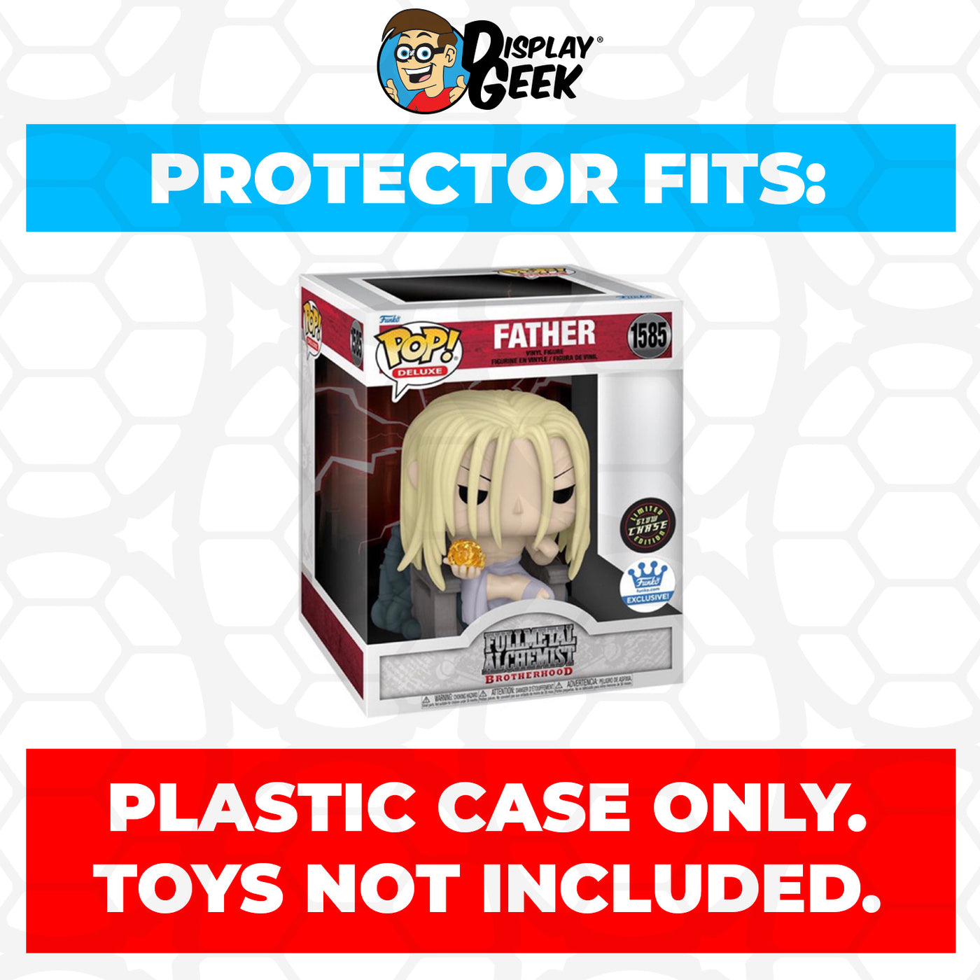 Plastic Pop Protector for Fullmetal Alchemist - Father Chase Glow in the Dark #1585 Funko Pop Deluxe on The Protector Guide App by Display Geek