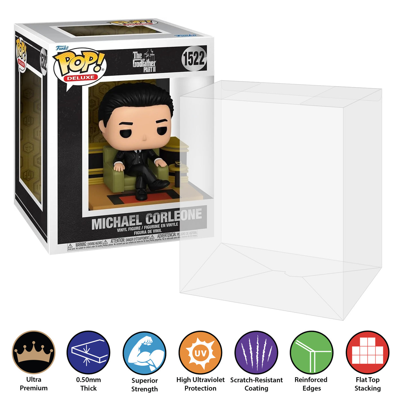 Michael Corleone #1522 (Pop Deluxe) best funko pop protectors thick strong uv scratch flat top stack vinyl display geek plastic shield vaulted eco armor fits collect protect display case kollector protector