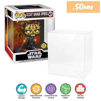 star wars red saber series savage opress pop deluxe best funko pop protectors thick strong uv scratch flat top stack vinyl display geek plastic shield vaulted eco armor fits collect protect display case kollector protector