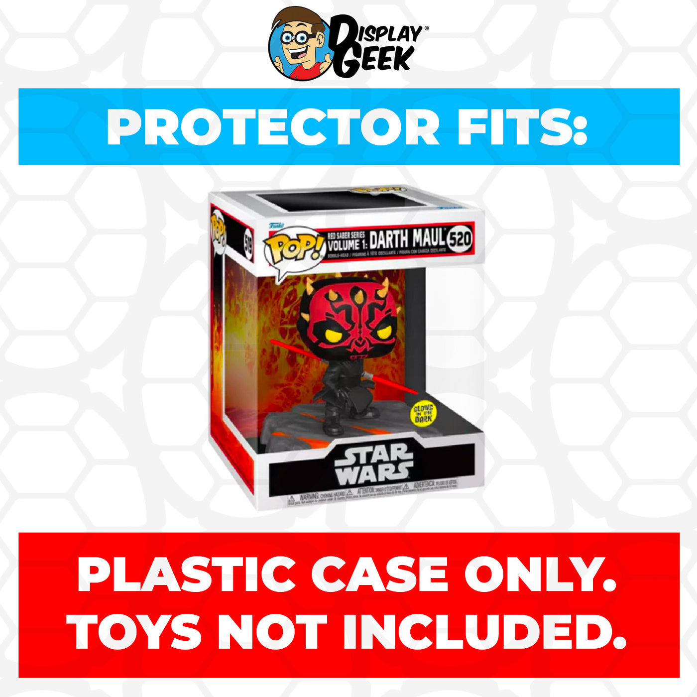 Pop Protector for Red Saber Series Volume 1 Darth Maul Glow #520 Funko Pop Deluxe on The Protector Guide App by Display Geek