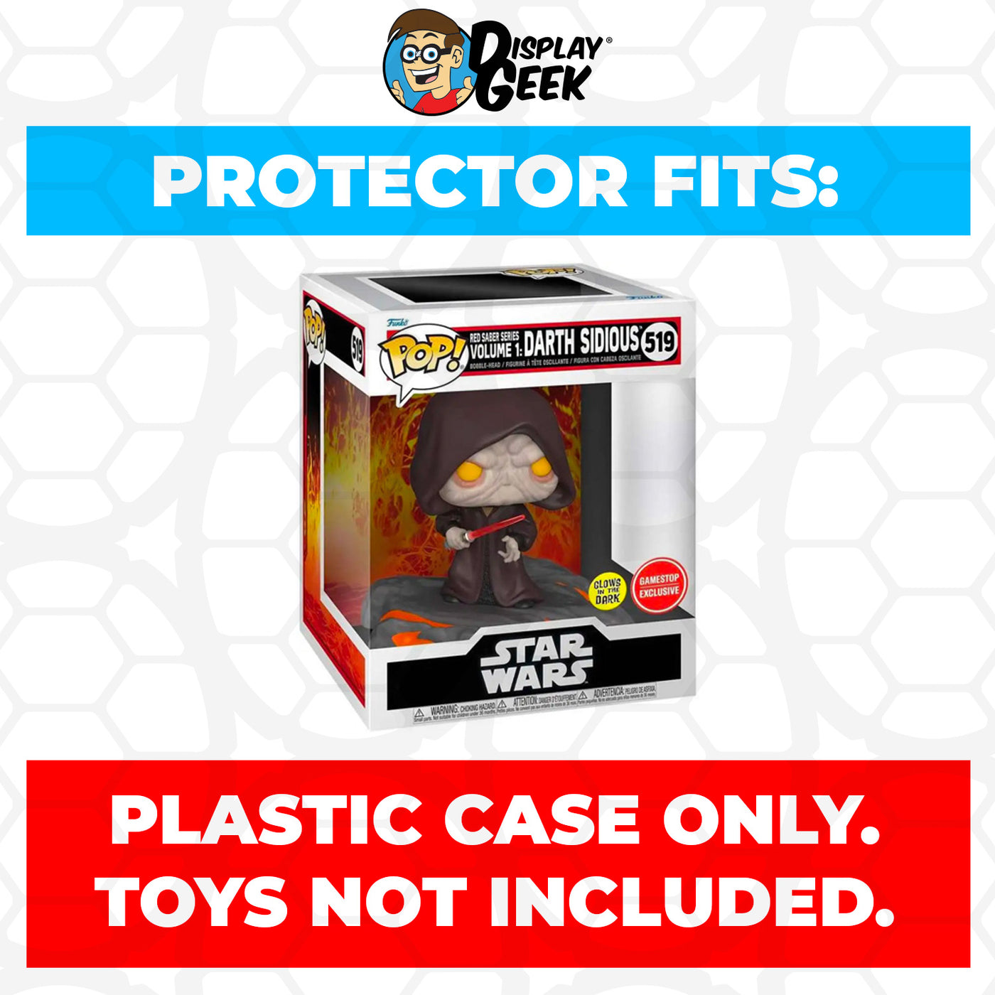 Pop Protector for Red Saber Series Volume 1 Darth Sidious Glow #519 Funko Pop Deluxe on The Protector Guide App by Display Geek