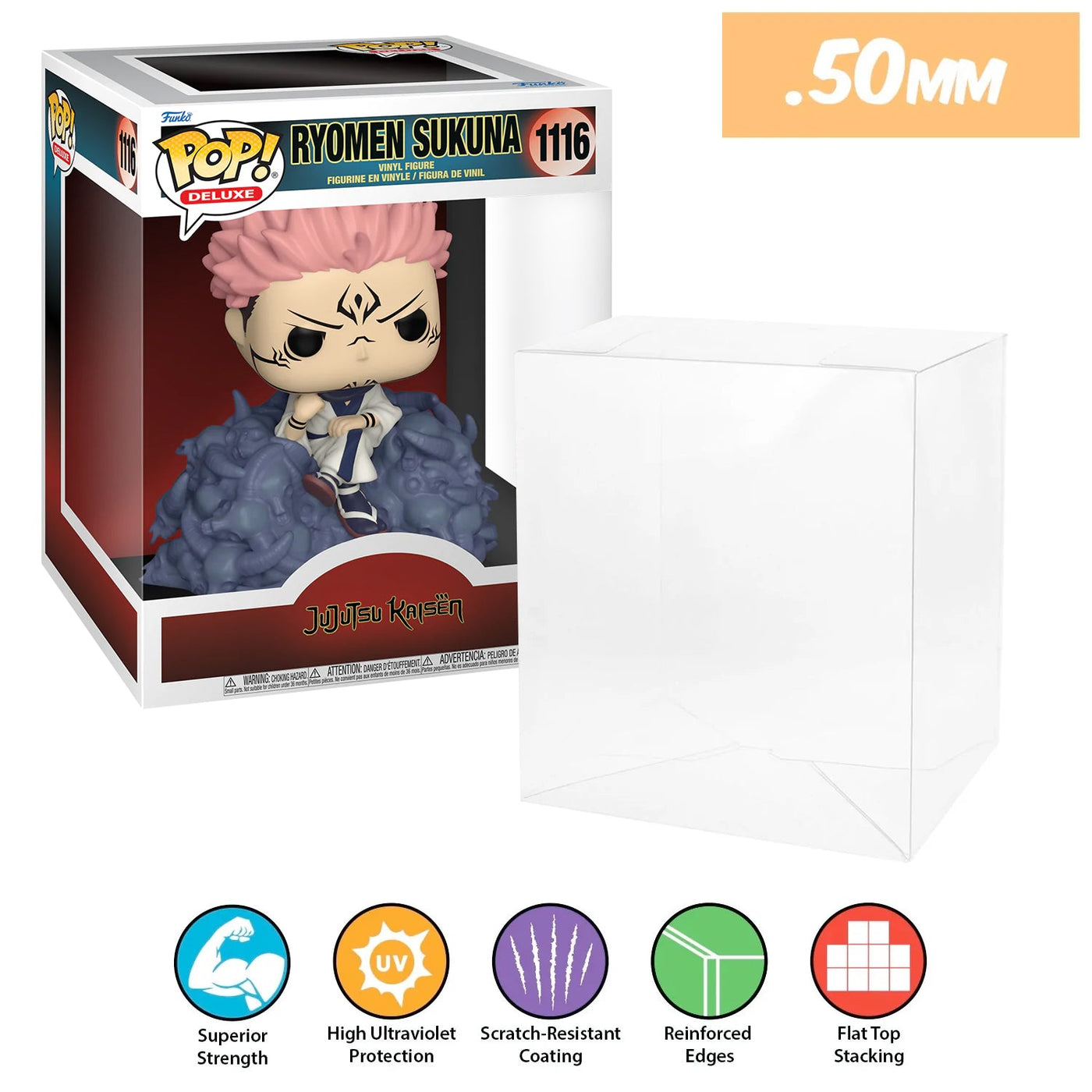 pop deluxe ryomen sukuna 1116 best funko pop protectors thick strong uv scratch flat top stack vinyl display geek plastic shield vaulted eco armor fits collect protect display case kollector protector