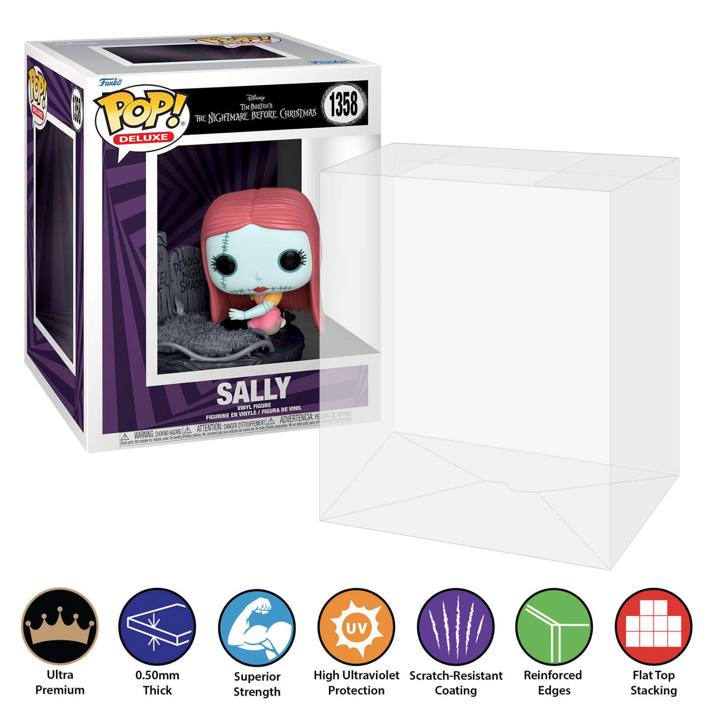 Sally #1358 (Pop Deluxe) best funko pop protectors thick strong uv scratch flat top stack vinyl display geek plastic shield vaulted eco armor fits collect protect display case kollector protector