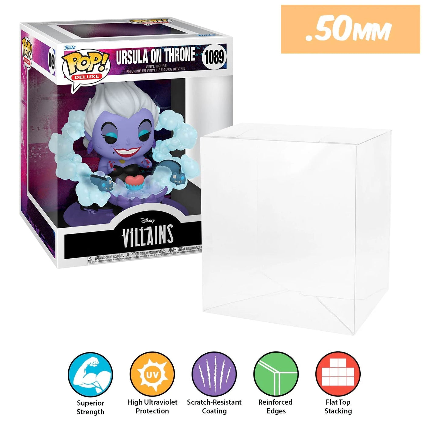 disney ursula on throne pop deluxe best funko pop protectors thick strong uv scratch flat top stack vinyl display geek plastic shield vaulted eco armor fits collect protect display case kollector protector