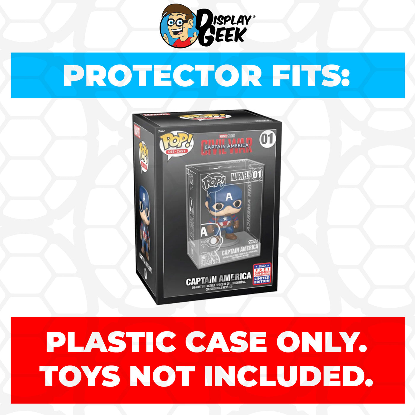 Pop Protector for Captain America FunKon #01 Funko Pop Die-Cast Outer Box on The Protector Guide App by Display Geek