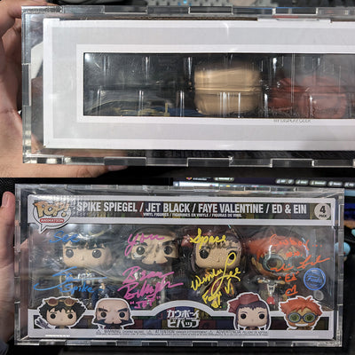 Funko Pop 4 PACK Cowboy Bebop Signed - 4.5mm thick Pop Fortress Custom Acrylic Hard Case for Funko Pop Grail Boxes (Fits 6.25h x 13.5w x 3.5d) Exclusive to Display Geek & The Protector Guide App