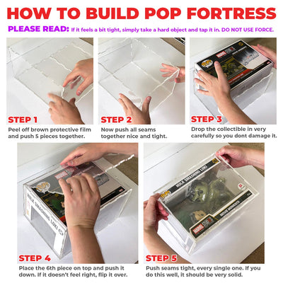 POP GAME COVERS - 4.5mm thick Pop Fortress Custom Acrylic Hard Case for Funko Pop Grail Boxes (Fits 8.75h x 7w x 3.25d) Exclusive to Display Geek & The Protector Guide App