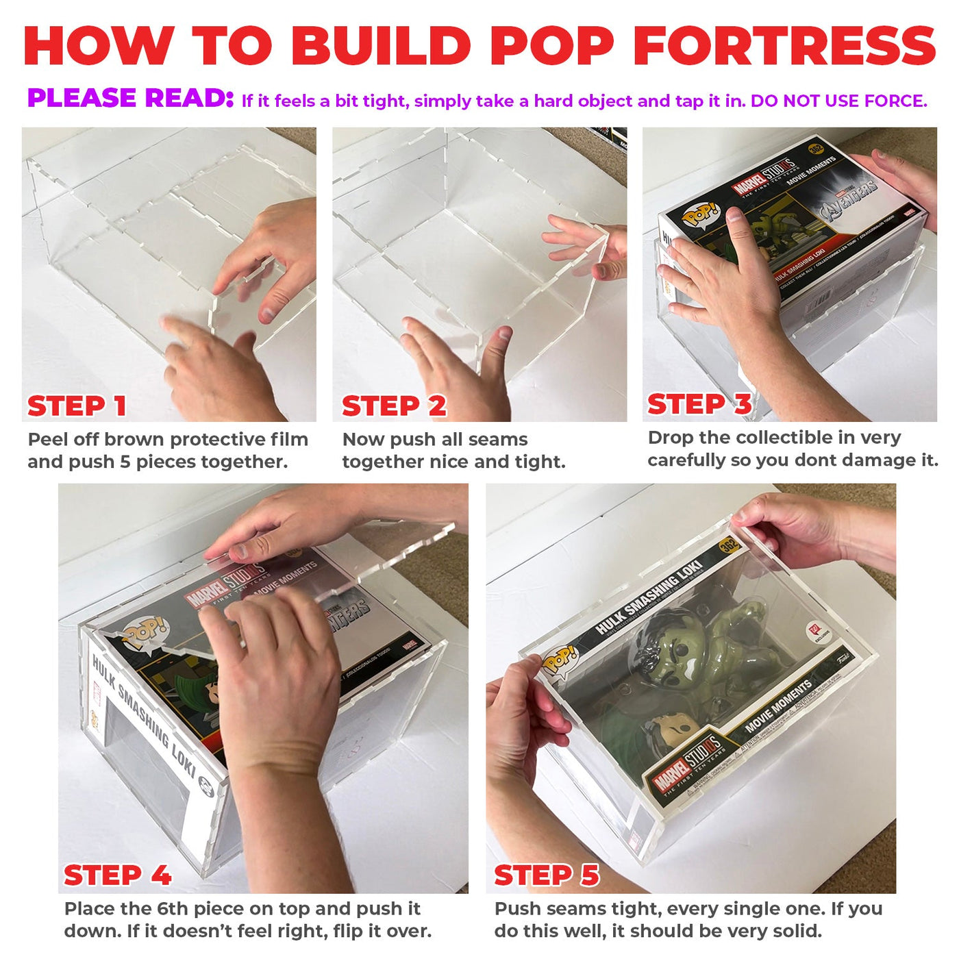 POP TOWN - 4.5mm thick Pop Fortress Custom Acrylic Hard Case for Funko Pop Grail Boxes (Fits 8h x 10w x 6d) Exclusive to Display Geek & The Protector Guide App