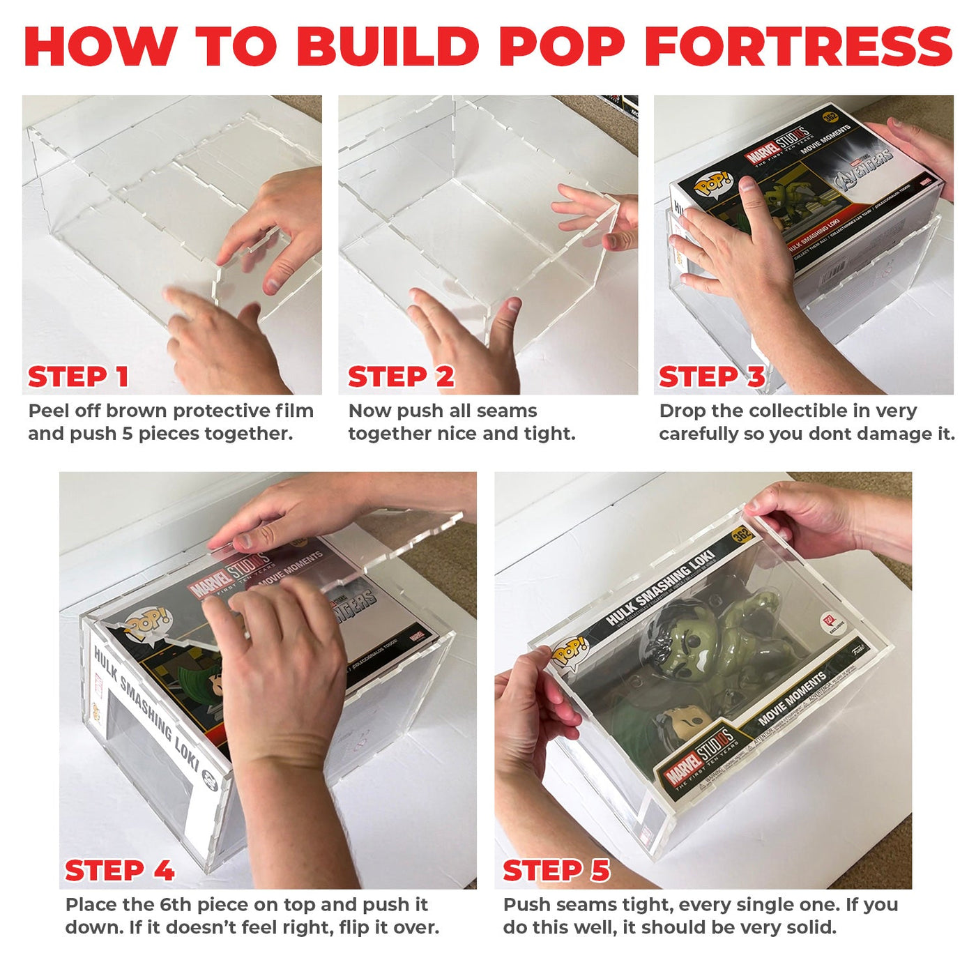 4 Pack Deep Pop Fortress Acrylic Display Case for Funko Pop Vinyl Grails Vaulted Figures by Display Geek