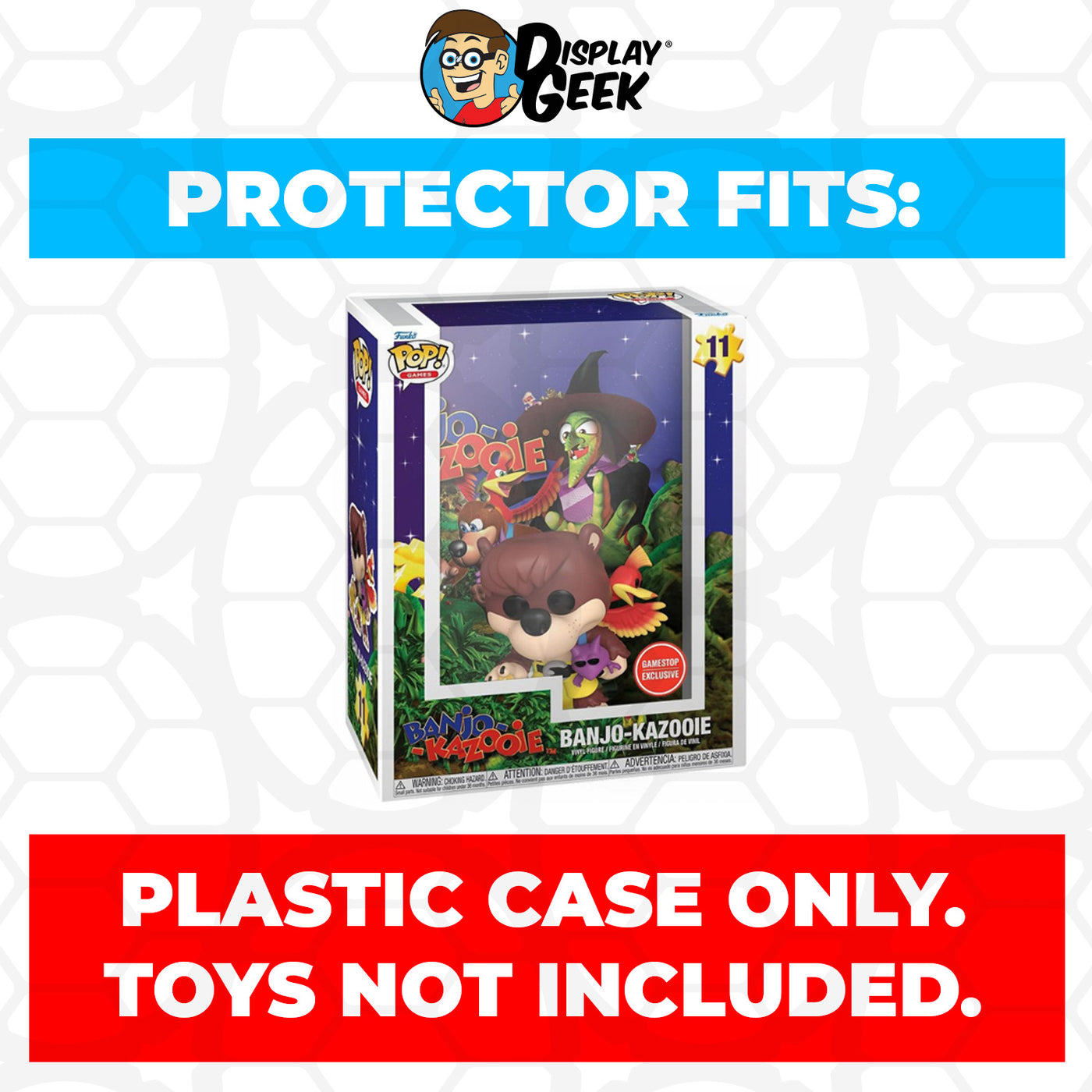 Pop Protector for Banjo-Kazooie #11 Funko Pop Game Covers on The Protector Guide App by Display Geek - 0.60mm Thick UV Resistant Funko Pop Shield Protectors - The Best Quality Ultra Premium, Superior Strength, High Ultraviolet Protection, Scratch Resistant Coating, Reinforced Edges, Flat Top Stacking