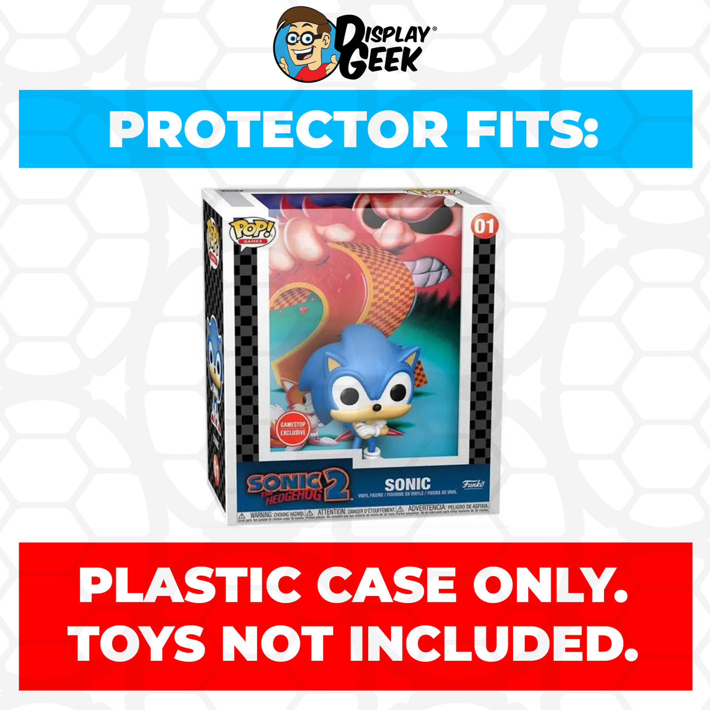 Pop Protector for Sonic the Hedgehog 2 #01 Funko Pop Game Covers on The Protector Guide App by Display Geek - 0.60mm Thick UV Resistant Funko Pop Shield Protectors - The Best Quality Ultra Premium, Superior Strength, High Ultraviolet Protection, Scratch Resistant Coating, Reinforced Edges, Flat Top Stacking