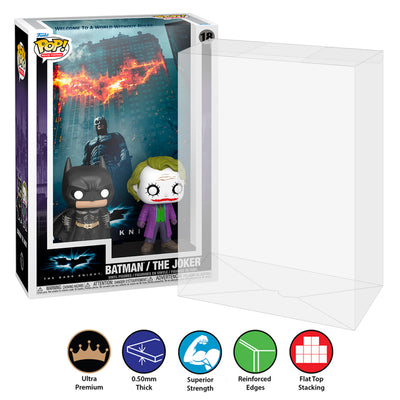 pop movie posters dark knight batman the joker best funko pop protectors thick strong uv scratch flat top stack vinyl display geek plastic shield vaulted eco armor fits collect protect display case kollector protector