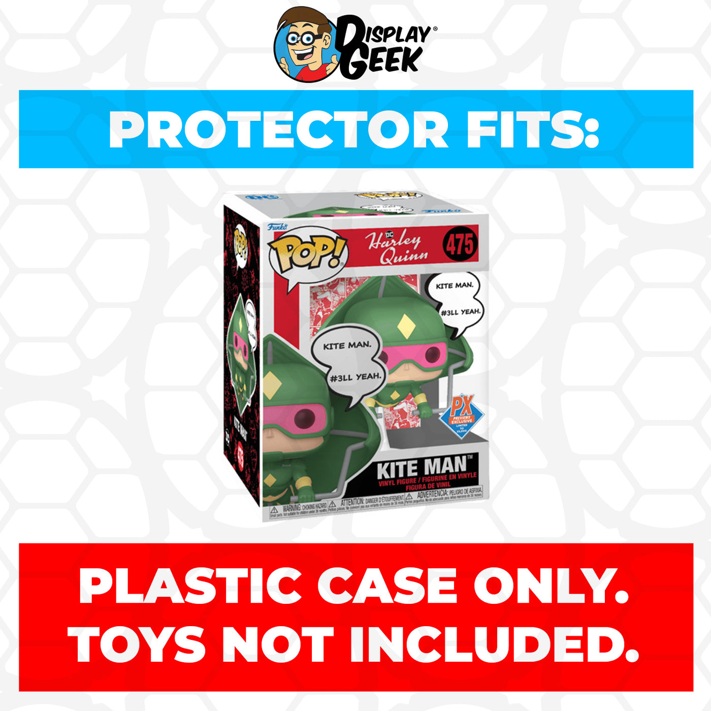 Pop Protector for Kite Man #475 Funko Pop Premium on The Protector Guide by Display Geek and Kollector Protector