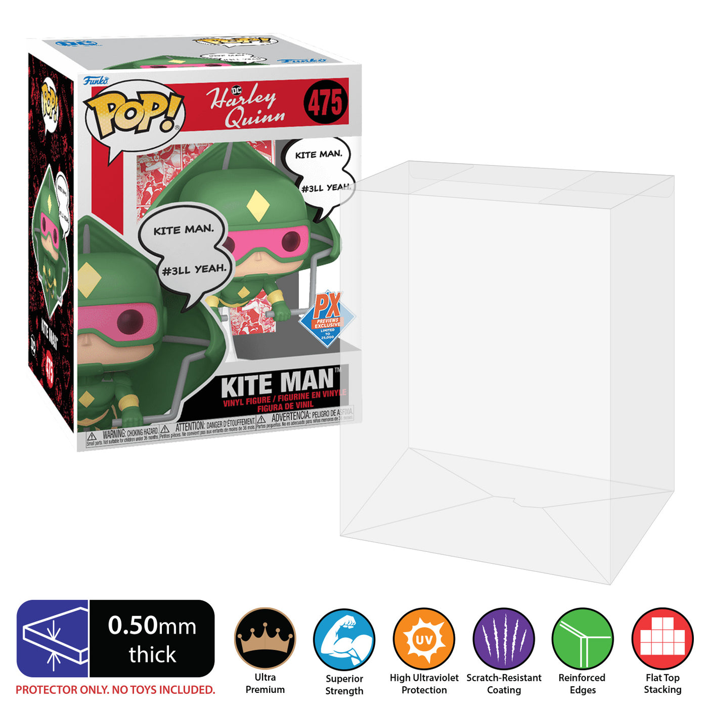 Kite Man #475 (Pop Premium) best funko pop protectors thick strong uv scratch flat top stack vinyl display geek plastic shield vaulted eco armor fits collect protect display case kollector protector