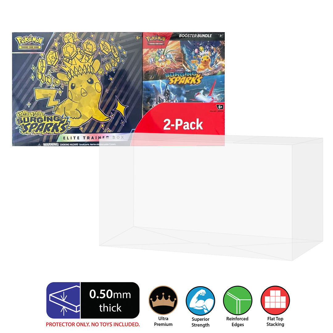 UV Resistant Pokemon Surging Sparks Elite Trainer Box & Booster Bundle Costco Combo Protector made with 0.50mm thick plastic 2 Protectors UV Resistant Pokemon Surging Sparks Elite Trainer Box & Booster Bundle Costco Combo Protector made with 0.50mm thick plastic 2 Protectors