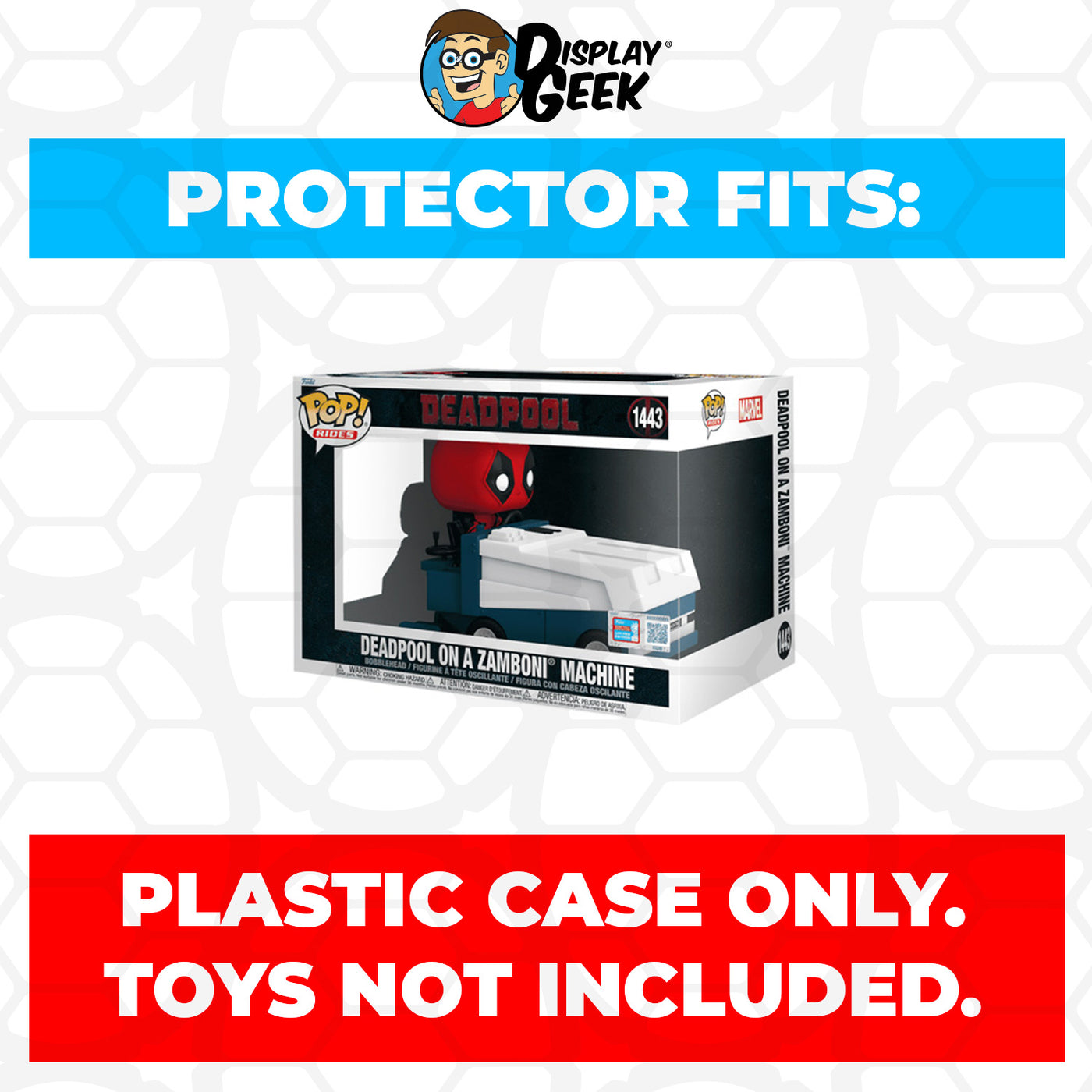 Pop Protector for Deadpool on a Zamboni Machine NYCC #1443 Funko Pop Rides  on The Protector Guide App by Display Geek