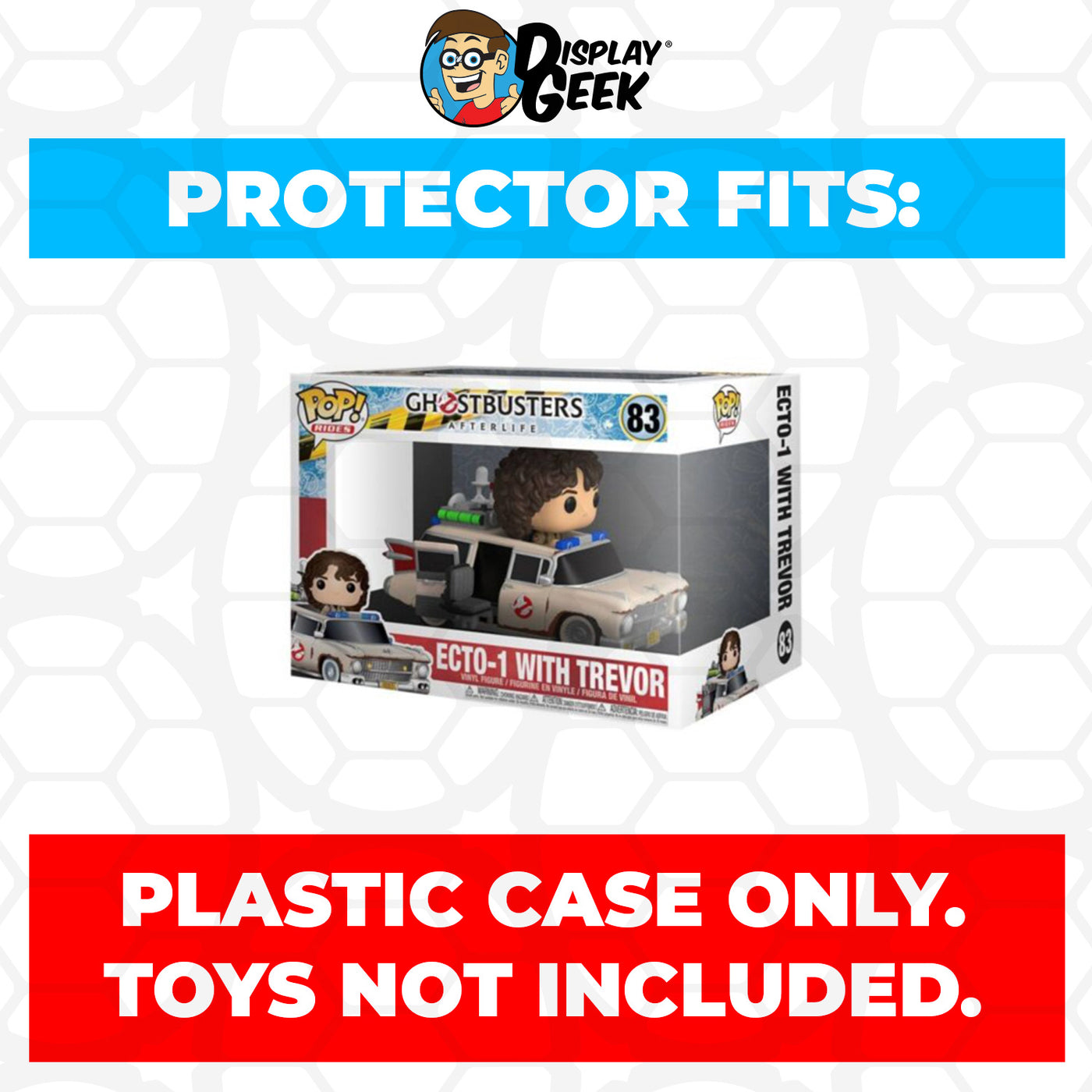 Pop Protector for ECTO-1 with Trevor #83 Funko Pop Rides on The Protector Guide App by Display Geek and Kollector Protector - 0.60mm Thick UV Resistant Funko Pop Shield Protectors - The Best Quality Ultra Premium, Superior Strength, High Ultraviolet Protection, Scratch Resistant Coating, Reinforced Edges, Flat Top Stacking