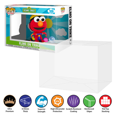 Elmo on Trike Flocked 309 pop rides best funko pop protectors thick strong uv scratch flat top stack vinyl display geek plastic shield vaulted eco armor fits collect protect display case kollector protector