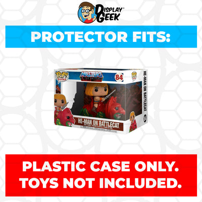 Pop Protector for He-Man on Battle Cat #84 Funko Pop Rides on The Protector Guide App by Display Geek and Kollector Protector - 0.60mm Thick UV Resistant Funko Pop Shield Protectors - The Best Quality Ultra Premium, Superior Strength, High Ultraviolet Protection, Scratch Resistant Coating, Reinforced Edges, Flat Top Stacking