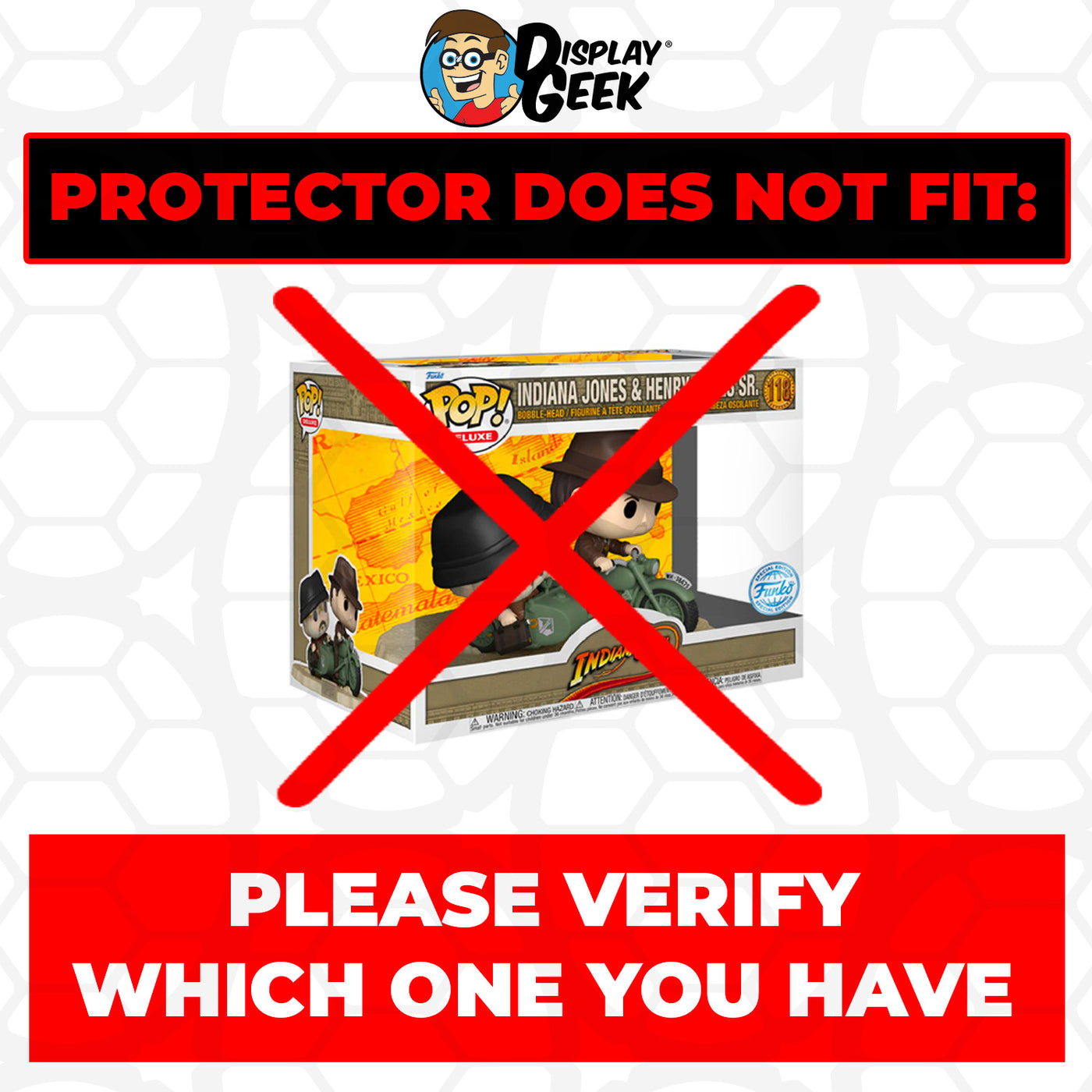 Pop Protector for Indy's Ride NYCC #19 Funko Pop Rides on The Protector Guide App by Display Geek and Kollector Protector - 0.60mm Thick UV Resistant Funko Pop Shield Protectors - The Best Quality Ultra Premium, Superior Strength, High Ultraviolet Protection, Scratch Resistant Coating, Reinforced Edges, Flat Top Stacking