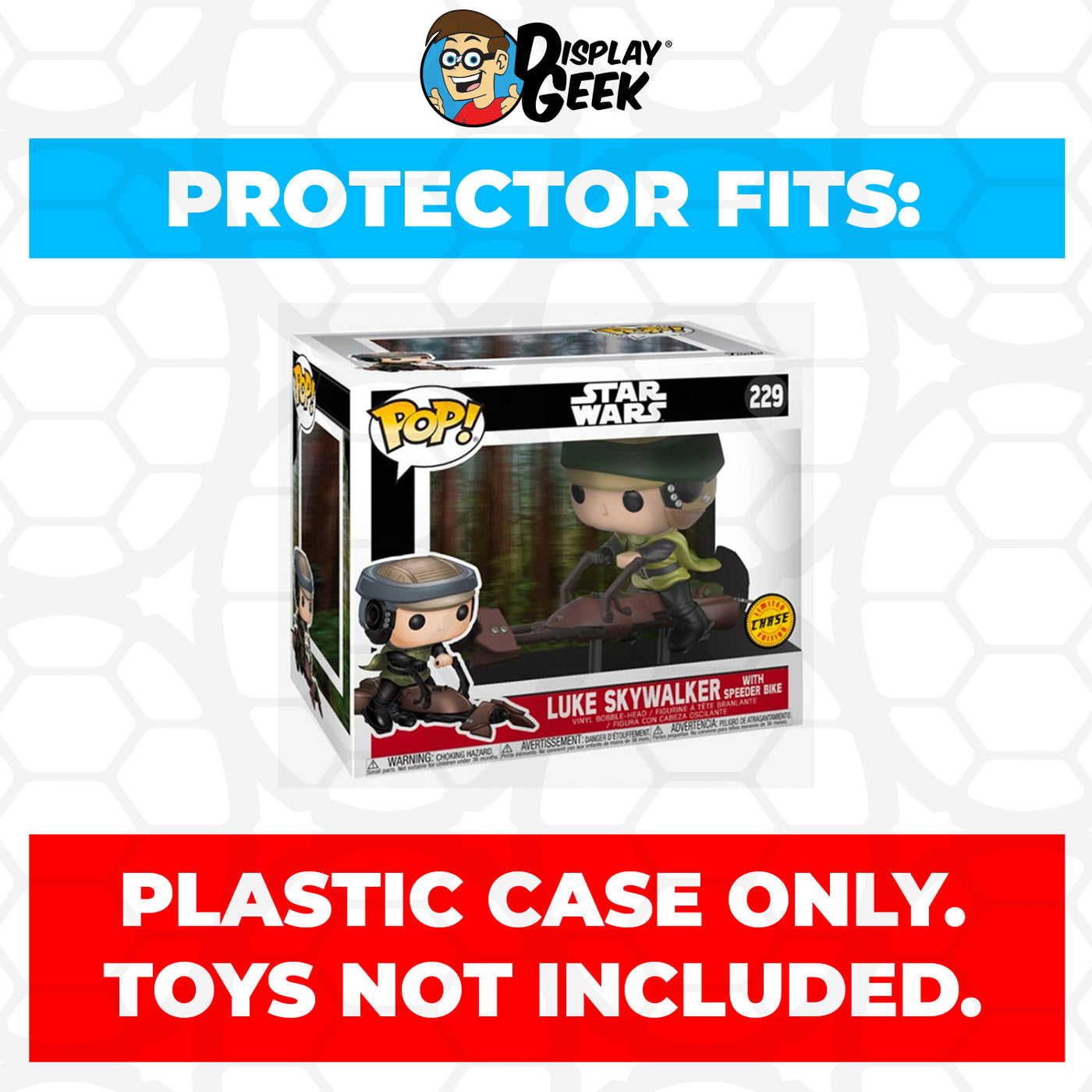 Pop Protector for Luke Skywalker with Speeder Bike Chase #229 Funko Pop Rides on The Protector Guide App by Display Geek
