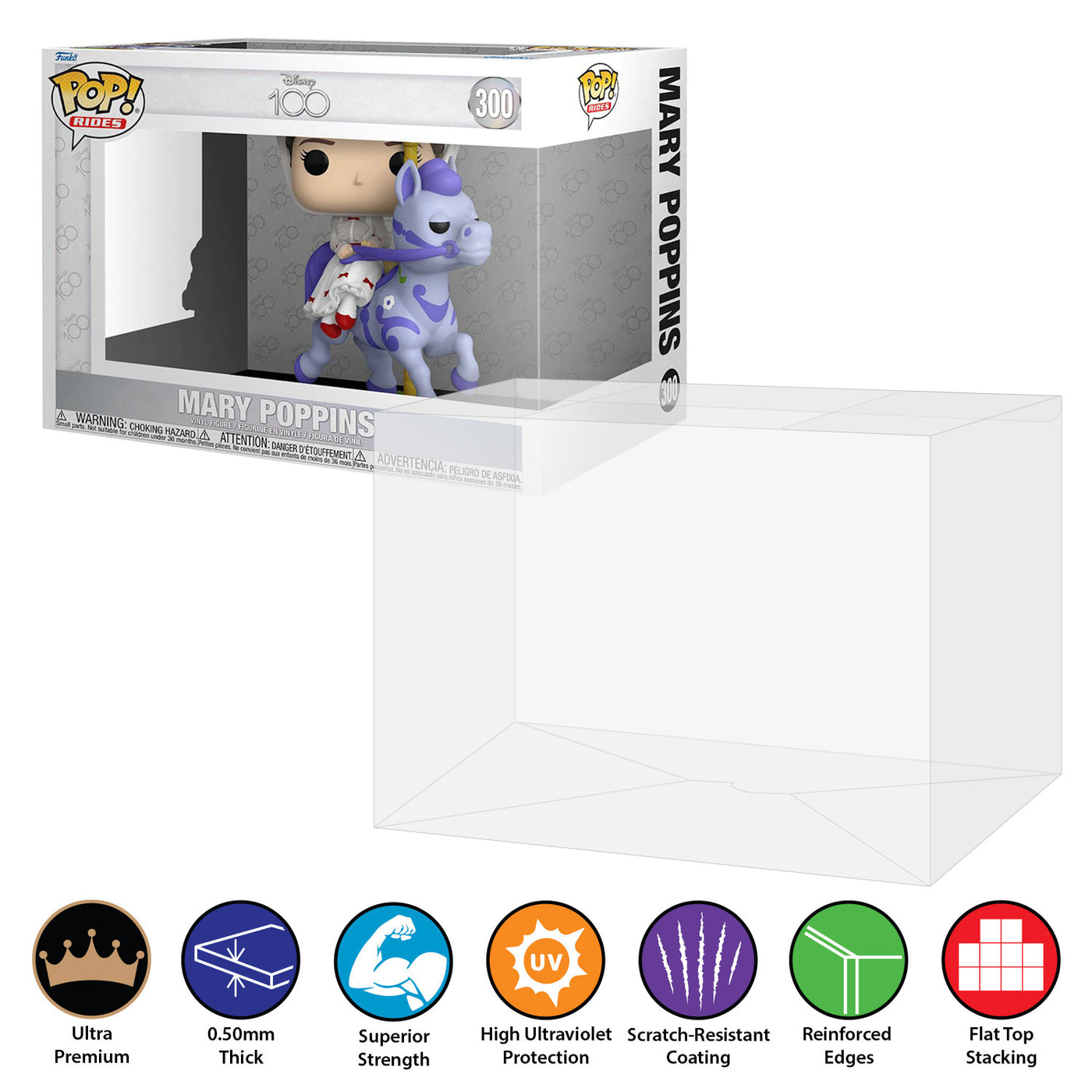 Mary Poppins 300 pop rides best funko pop protectors thick strong uv scratch flat top stack vinyl display geek plastic shield vaulted eco armor fits collect protect display case kollector protector