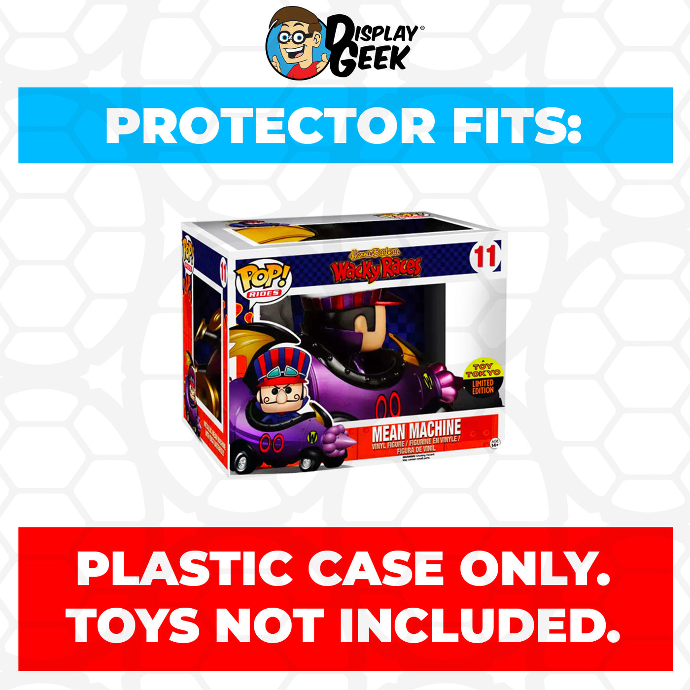 Pop Protector for Mean Machine with Dick Dastardly Metallic #11 Funko Pop Rides on The Protector Guide App by Display Geek and Kollector Protector - 0.60mm Thick UV Resistant Funko Pop Shield Protectors - The Best Quality Ultra Premium, Superior Strength, High Ultraviolet Protection, Scratch Resistant Coating, Reinforced Edges, Flat Top Stacking