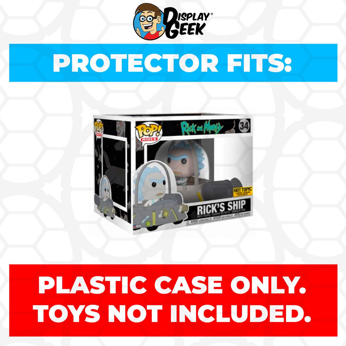 Pop Protector for Rick's Ship #34 Funko Pop Rides on The Protector Guide App by Display Geek and Kollector Protector - 0.60mm Thick UV Resistant Funko Pop Shield Protectors - The Best Quality Ultra Premium, Superior Strength, High Ultraviolet Protection, Scratch Resistant Coating, Reinforced Edges, Flat Top Stacking