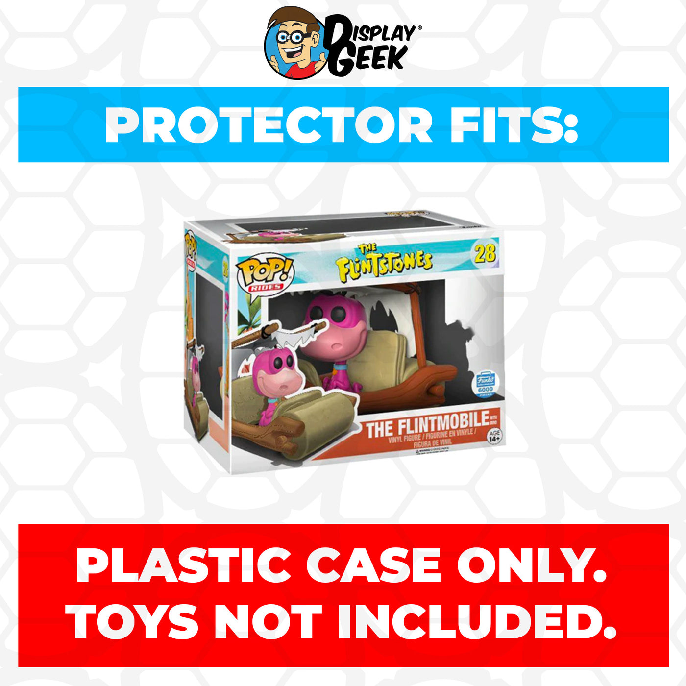 Pop Protector for The Flintmobile with Dino #28 Funko Pop Rides on The Protector Guide App by Display Geek and Kollector Protector - 0.60mm Thick UV Resistant Funko Pop Shield Protectors - The Best Quality Ultra Premium, Superior Strength, High Ultraviolet Protection, Scratch Resistant Coating, Reinforced Edges, Flat Top Stacking