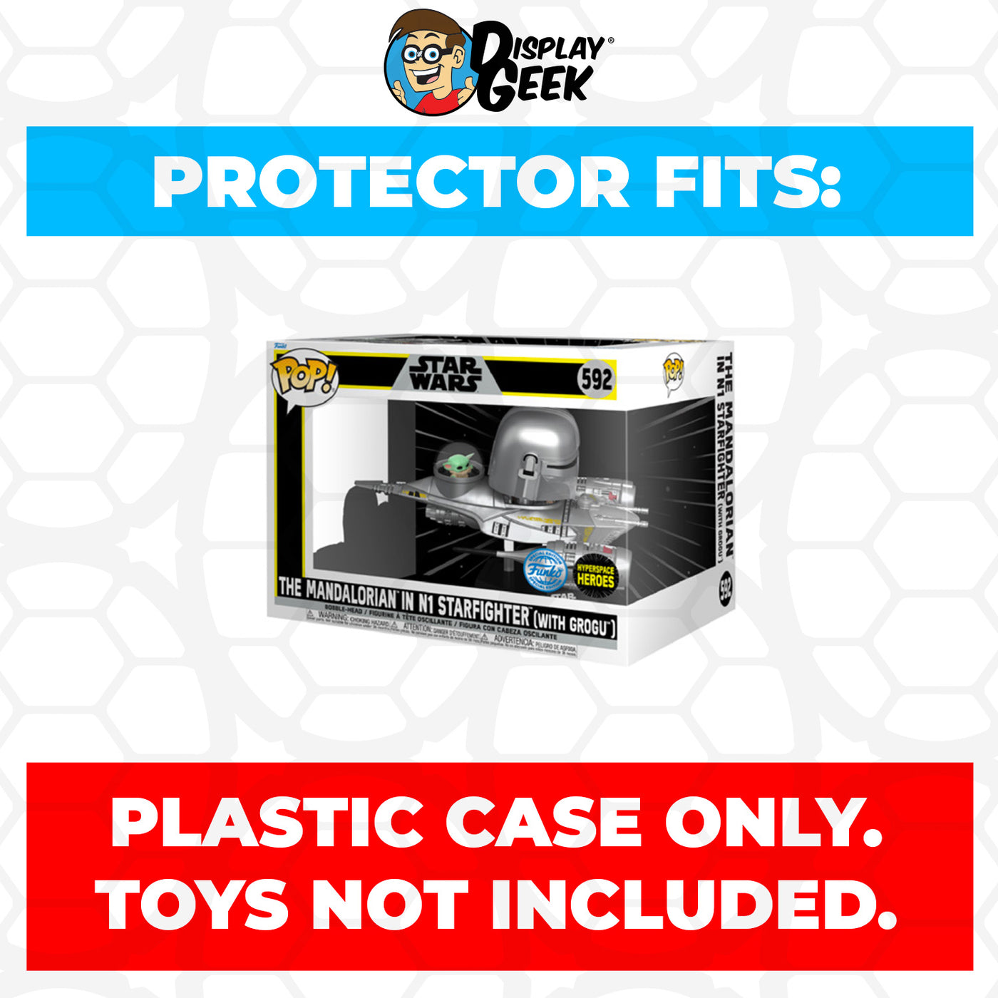 Pop Protector for The Mandalorian in N1 Starfighter with Grogu #592 Funko Pop Rides on The Protector Guide App by Display Geek