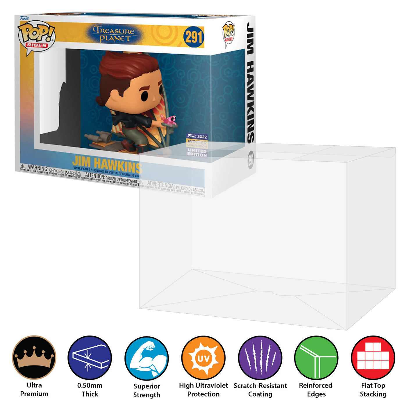 Treasure Planet Jim Hawkins 291 pop rides best funko pop protectors thick strong uv scratch flat top stack vinyl display geek plastic shield vaulted eco armor fits collect protect display case kollector protector