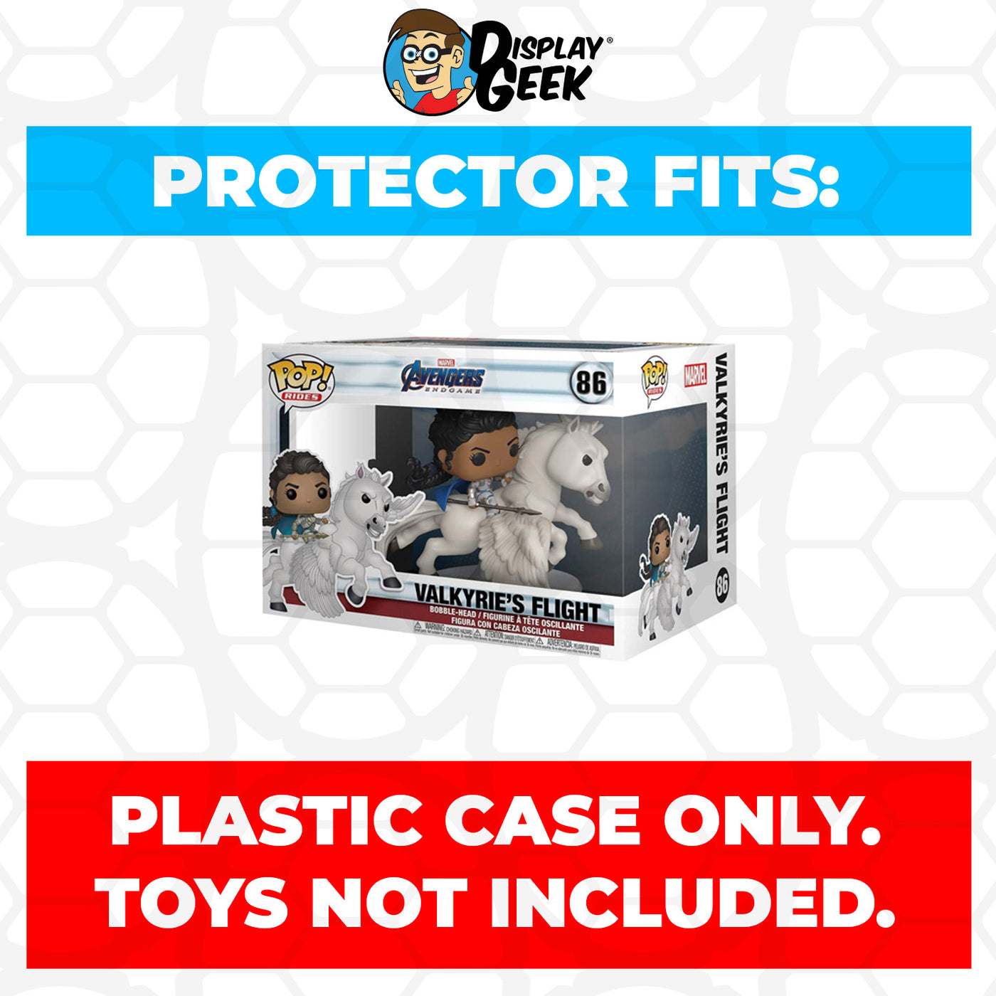 Pop Protector for Valkyrie's Ride #86 Funko Pop Rides on The Protector Guide App by Display Geek and Kollector Protector - 0.60mm Thick UV Resistant Funko Pop Shield Protectors - The Best Quality Ultra Premium, Superior Strength, High Ultraviolet Protection, Scratch Resistant Coating, Reinforced Edges, Flat Top Stacking