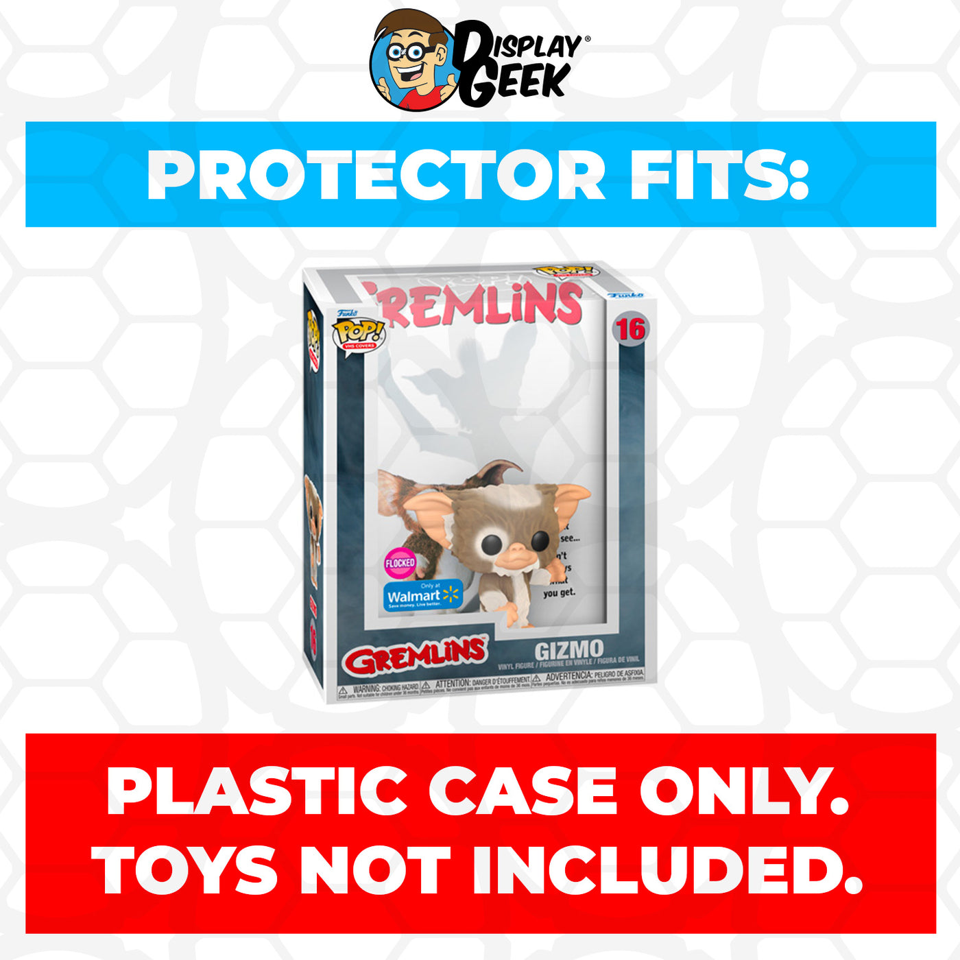 Pop Protector for Gremlins Gizmo Flocked #16 Funko Pop VHS Covers on The Protector Guide App by Display Geek - 0.60mm Thick UV Resistant Funko Pop Shield Protectors - The Best Quality Ultra Premium, Superior Strength, High Ultraviolet Protection, Scratch Resistant Coating, Reinforced Edges, Flat Top Stacking